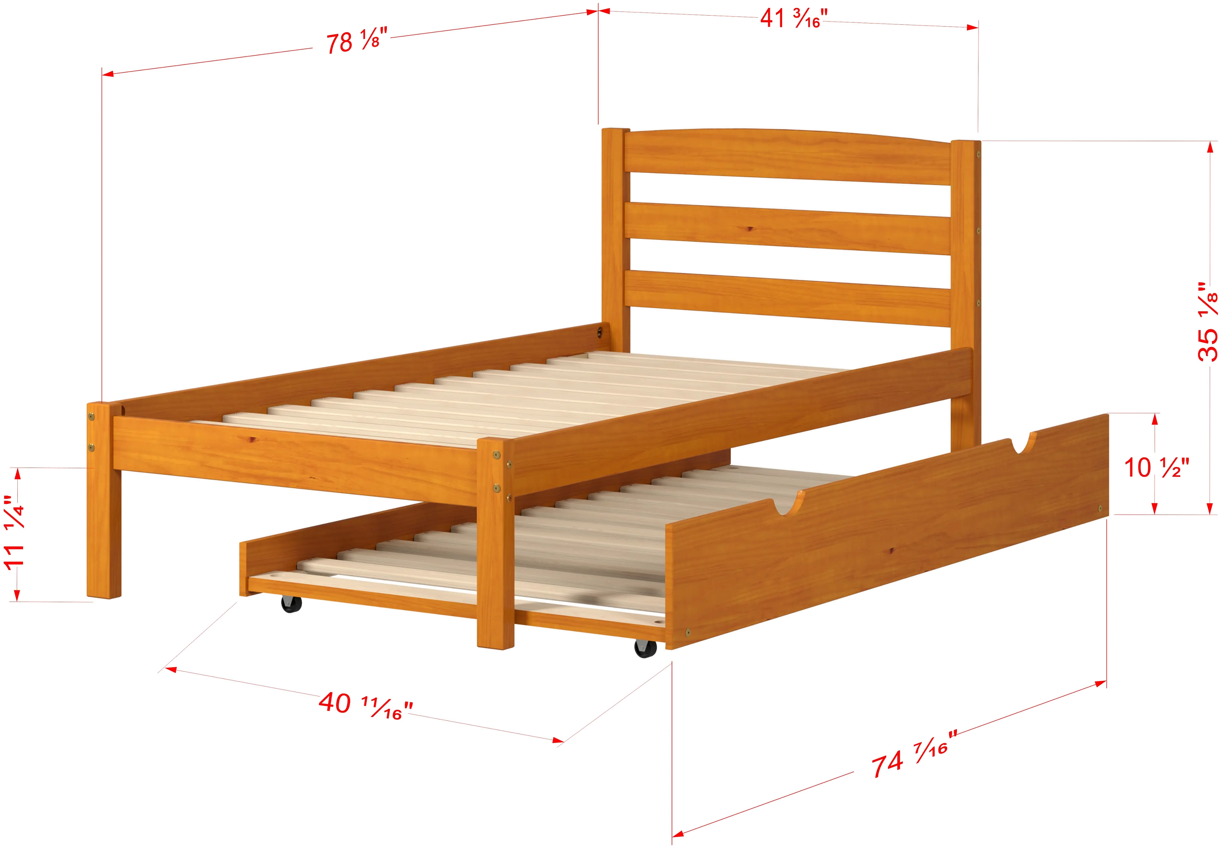 Econo Honey Twin Bed with Trundle