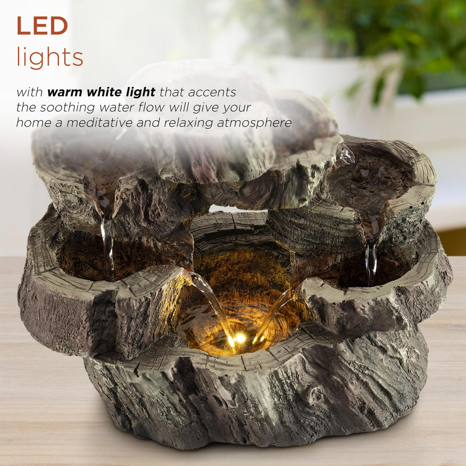 Alpine Corporation Circular Stone Looking Tiered Fountain 9 inch Tall  Crowdfused