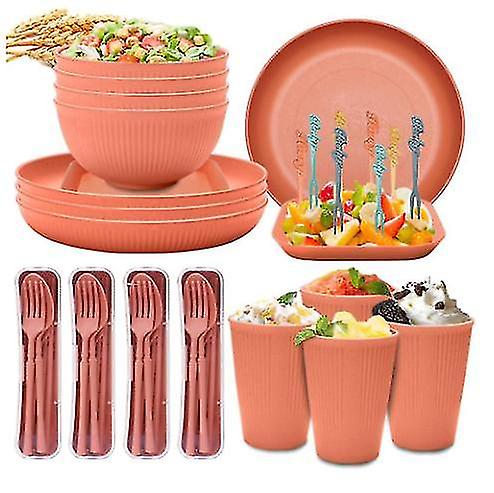 Camping Plate And Bowl Set Plastic Picnic Tableware Set