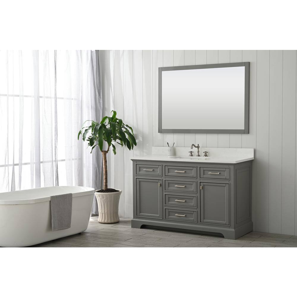 Design Element Milano 54 in. W x 22 in. D x 34 in. H Bath Vanity in Gray with White Quartz Top ML-54-GY