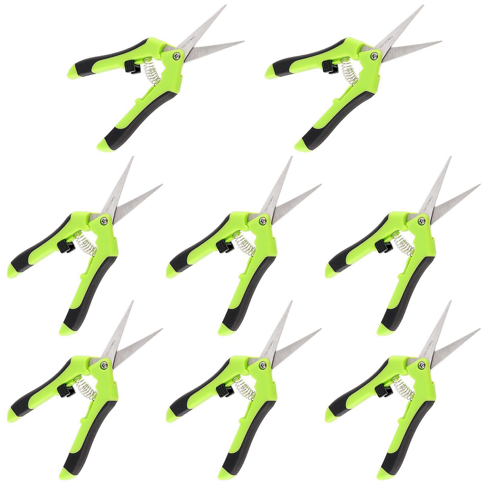 KINJOEK 8 Pack 6.5 Inch Bud Trimming Scissors Stainless Steel Gardening Hand Pruners Micro-Tip Pruning Snips with Straight Blades