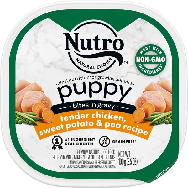 Nutro Puppy Tender Grain-Free Chicken， Sweet Potato and Pea Recipe Bites In Gravy Dog Food Trays