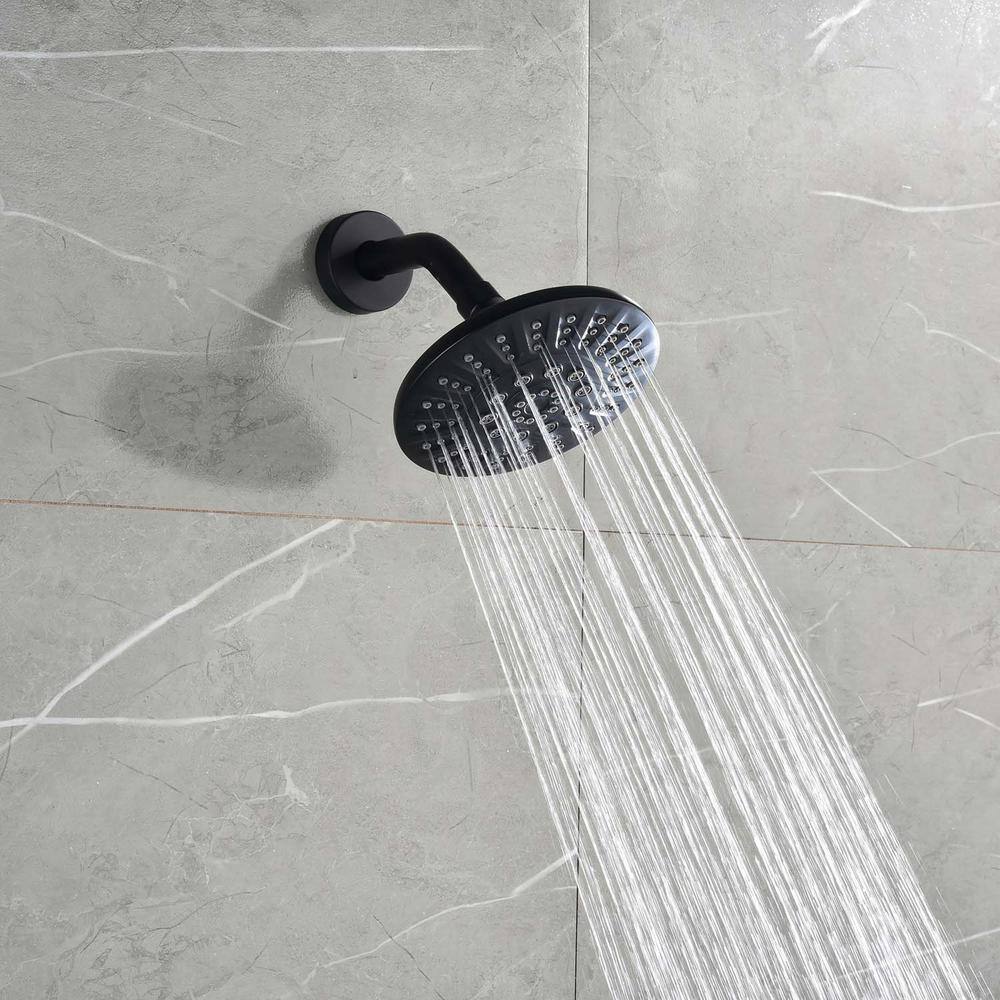 GIVING TREE Single-Handle 5-Spray Patterns Tub and Shower Faucet in Matte Black (Valve Included) RMHDFAUC0021