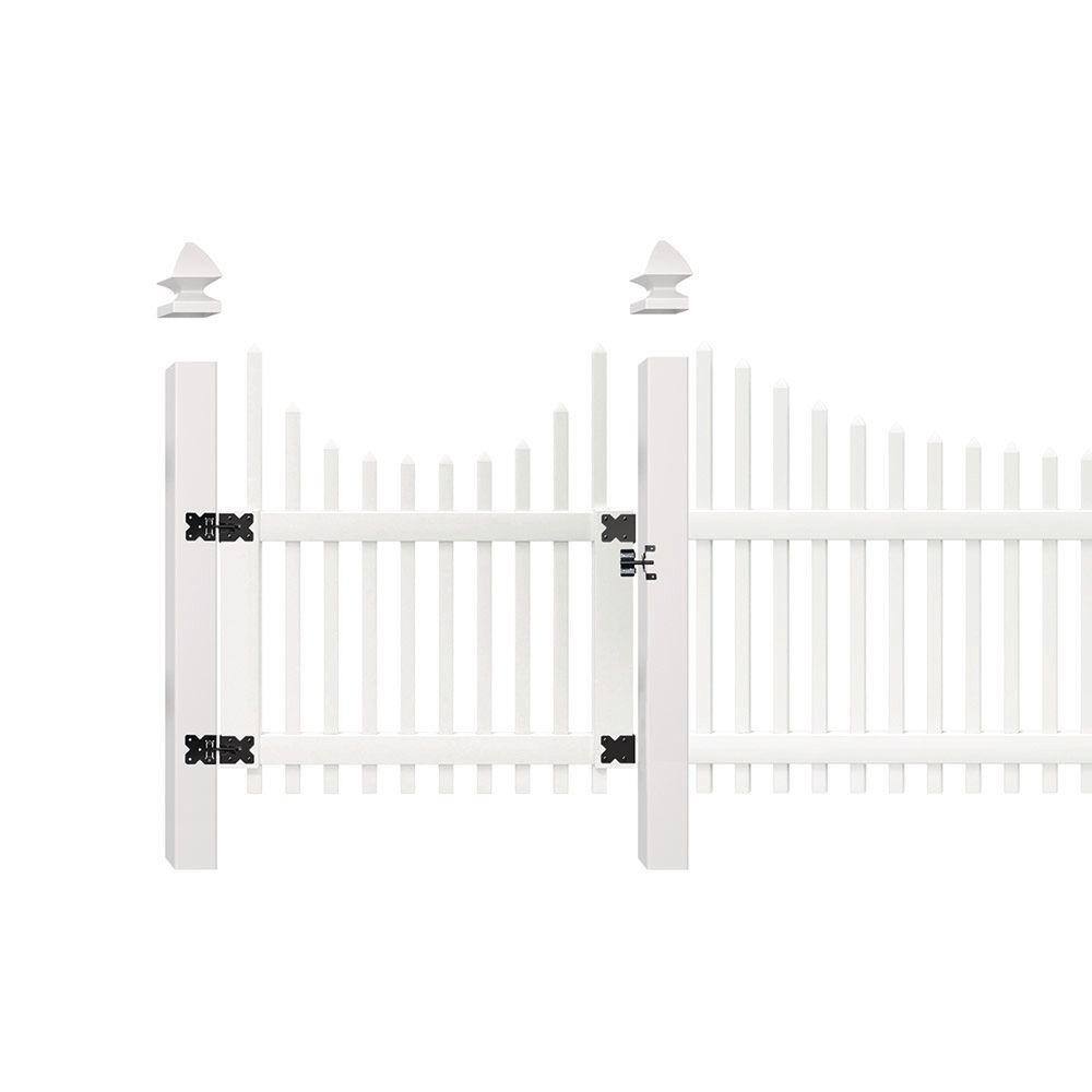 Veranda 3-12 ft. W x 4 ft. H White Vinyl Chatham Scalloped Top Spaced Picket Fence Gate 181983