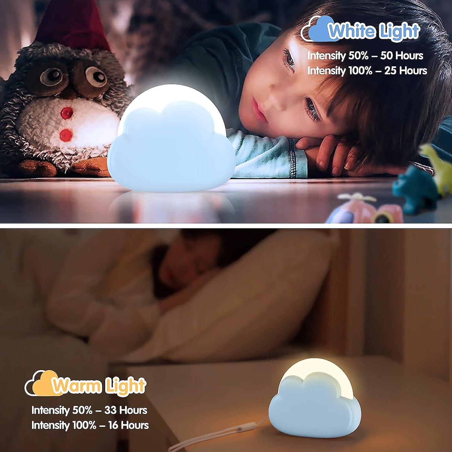 Cloud Kids Night Light， Baby Night Light， With 4 Intensities And Silicone Strap， Rechargeable Led Night Light，ideal For Baby And Mum (blue)