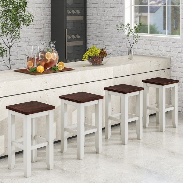 Set of 4 Counter Height Dining Stools with Footrest