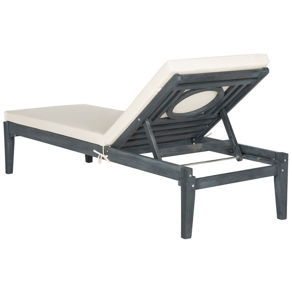 SAFAVIEH Outdoor Living Pomona Ash Grey/ Beige Sunlounger   23.6\