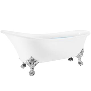 AKDY 60 in. Fiberglass Single Slipper Clawfoot Non-Whirlpool Bathtub in Glossy White BT0158