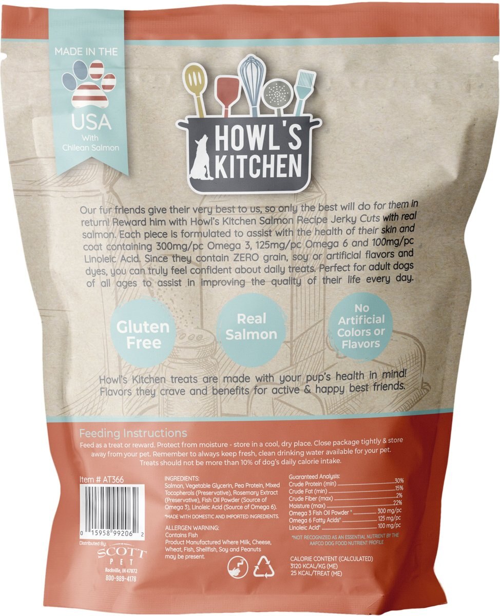 Howl's Kitchen Salmon Jerky Cuts Dog Jerk Treat， 6.5-oz bag