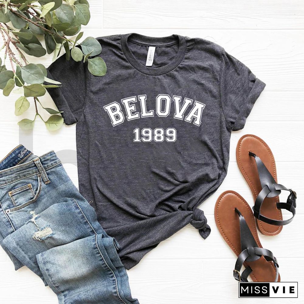 Belova 1989 T Shirt Black Widow Yelena Belova Shirt Natasha Romanoff Superhero Tee Unisex Graphic T Shirts Short Sleeve Tshirts