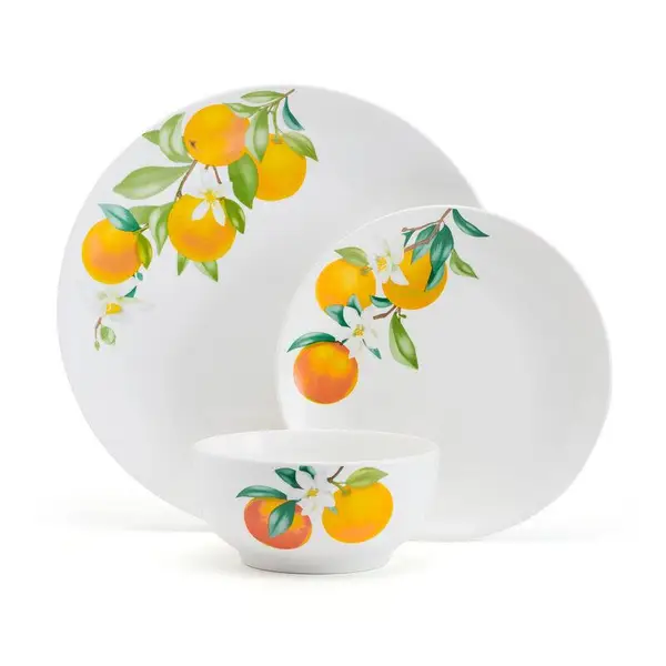 Studio Nova 12 Piece Oranges Porcelain Dinnerware Set