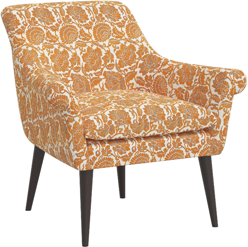 Charlotte Orange Floral Accent Chair - Skyline Furniture