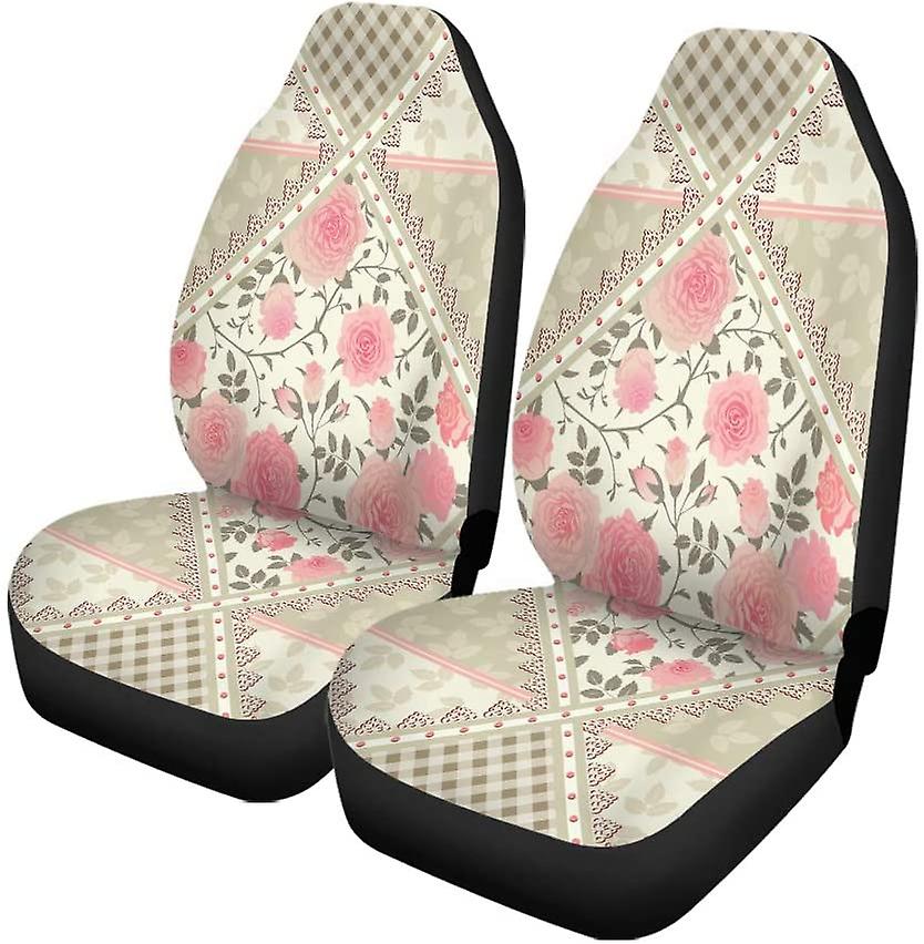 Set Of 2 Car Seat Covers Plaid Universal Auto Front Seats Protector Fits For Car，suv Sedan，truck D---46943