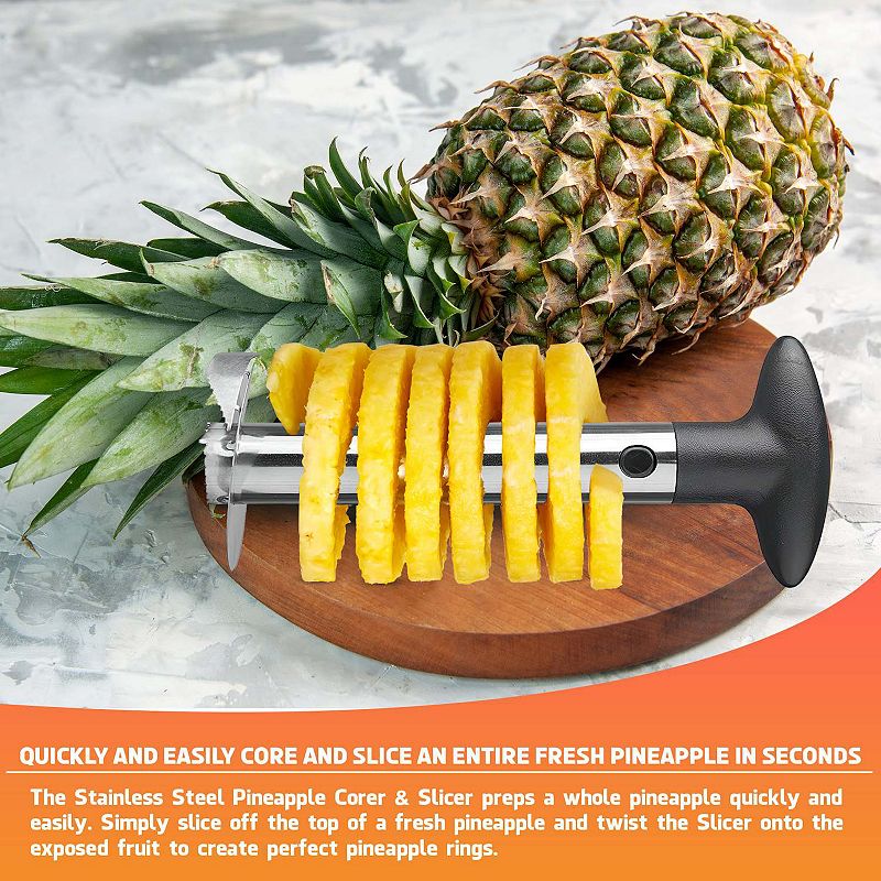 Cheer Collection Pineapple Corer And Slicer Tool， Stainless Steel Pineapple Core Remover with Non Slip Handle