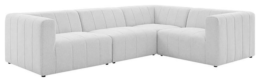 Modway Bartlett 4 Piece Upholstered Fabric Sectional Sofa in Ivory Finish   Transitional   Sectional Sofas   by Kolibri Decor  Houzz