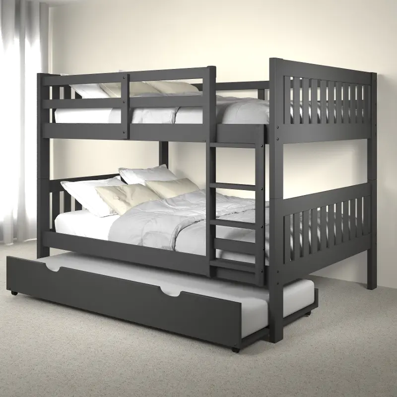 Mission Gray Full-over-Full Bunk Bed with Trundle