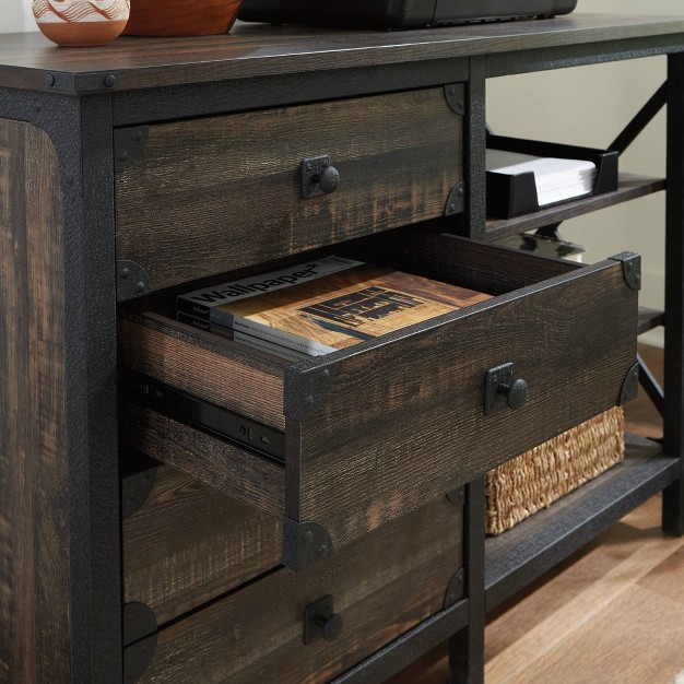 Steel River Storage Credenza With Drawers Carbon Oak Sauder