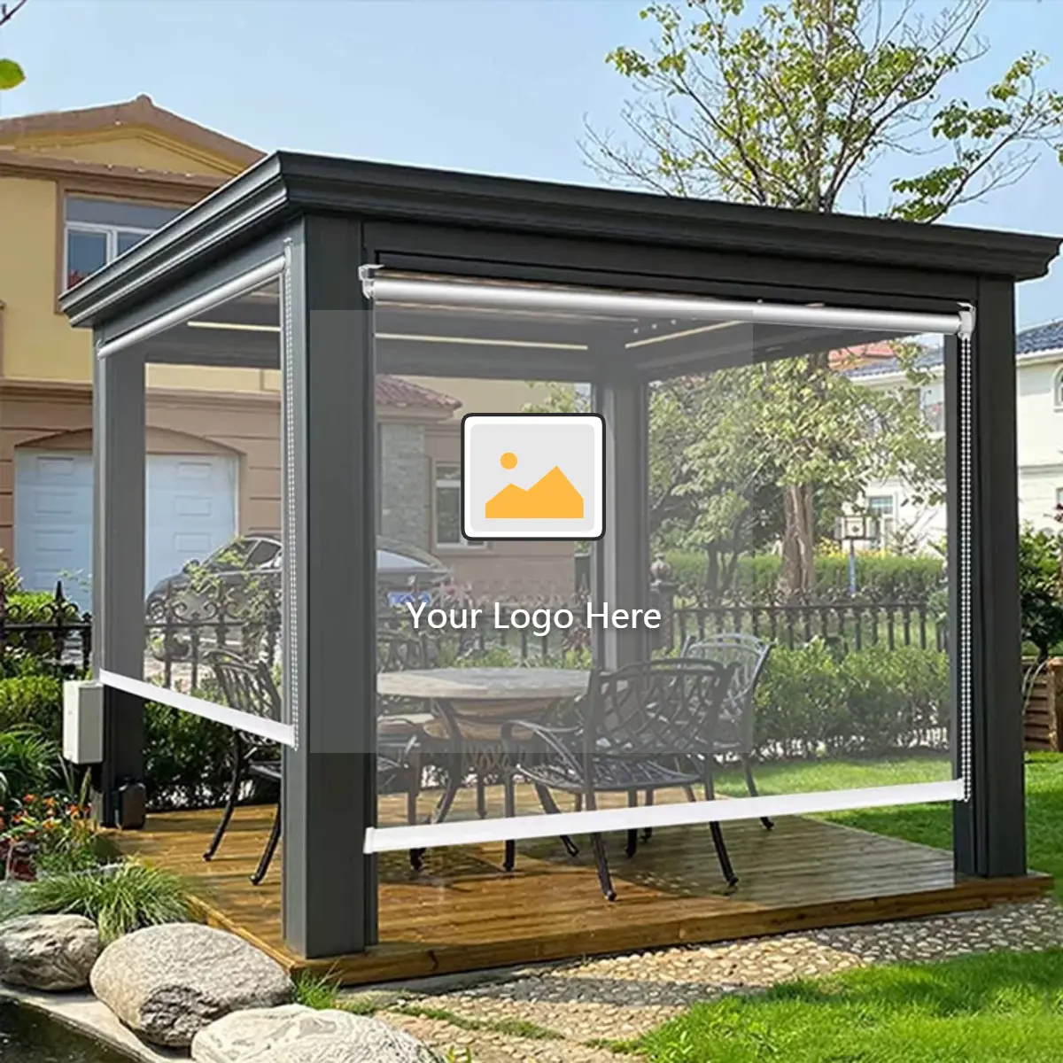 garden supplies pavilion outdoor gazebo coutyard electric awnings arches aluminium pergola with clear shades