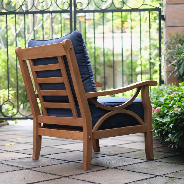 Cambridge Casual 3pc Abbington Teak Outdoor Patio Small Space Chat Furniture Set With Cushion