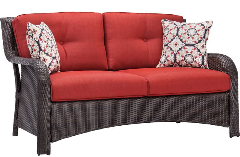 Hanover Strathmere 6-Piece Outdoor Lounge Patio Set In Crimson Red