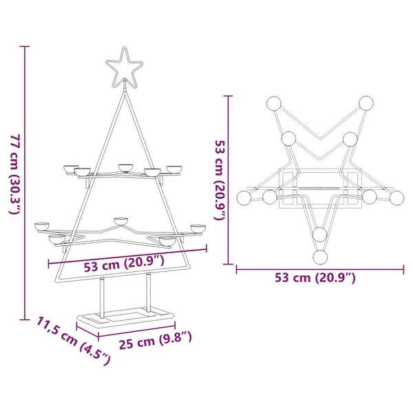 vidaXL Metal Christmas Tree for Decoration Black 29.5