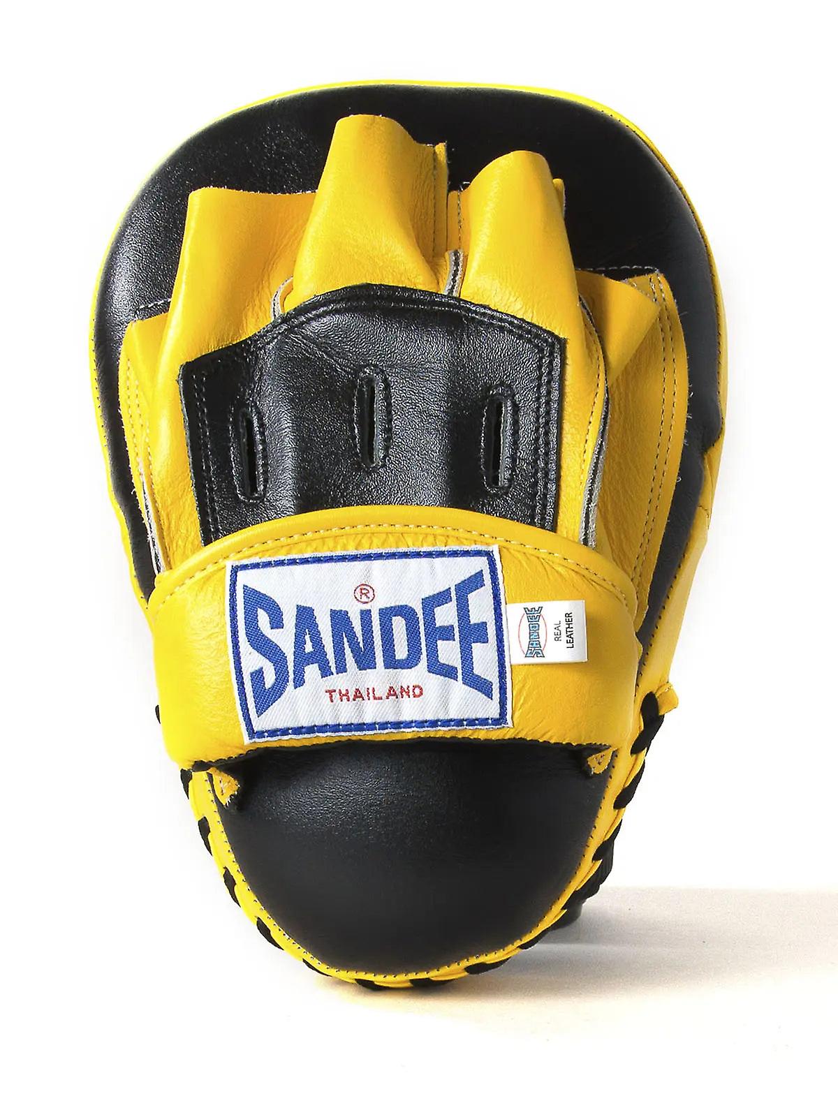 Sandee curved leather focus mitts - black-white-one size