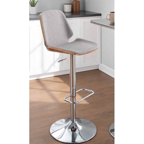 Carson Carrington Vihti Walnut Wood Adjustable Swivel Bar Stool