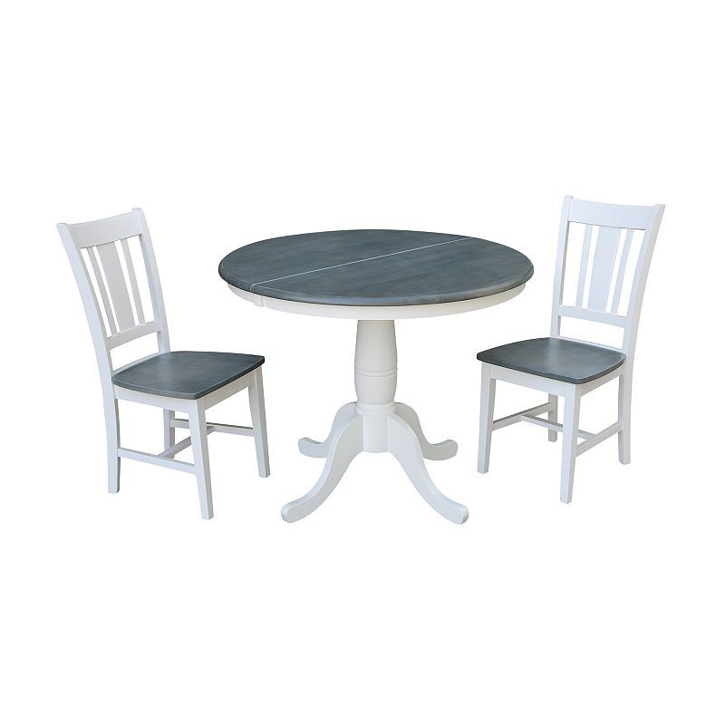 International Concepts Round Extension Dining Table and Chair 3-piece Set