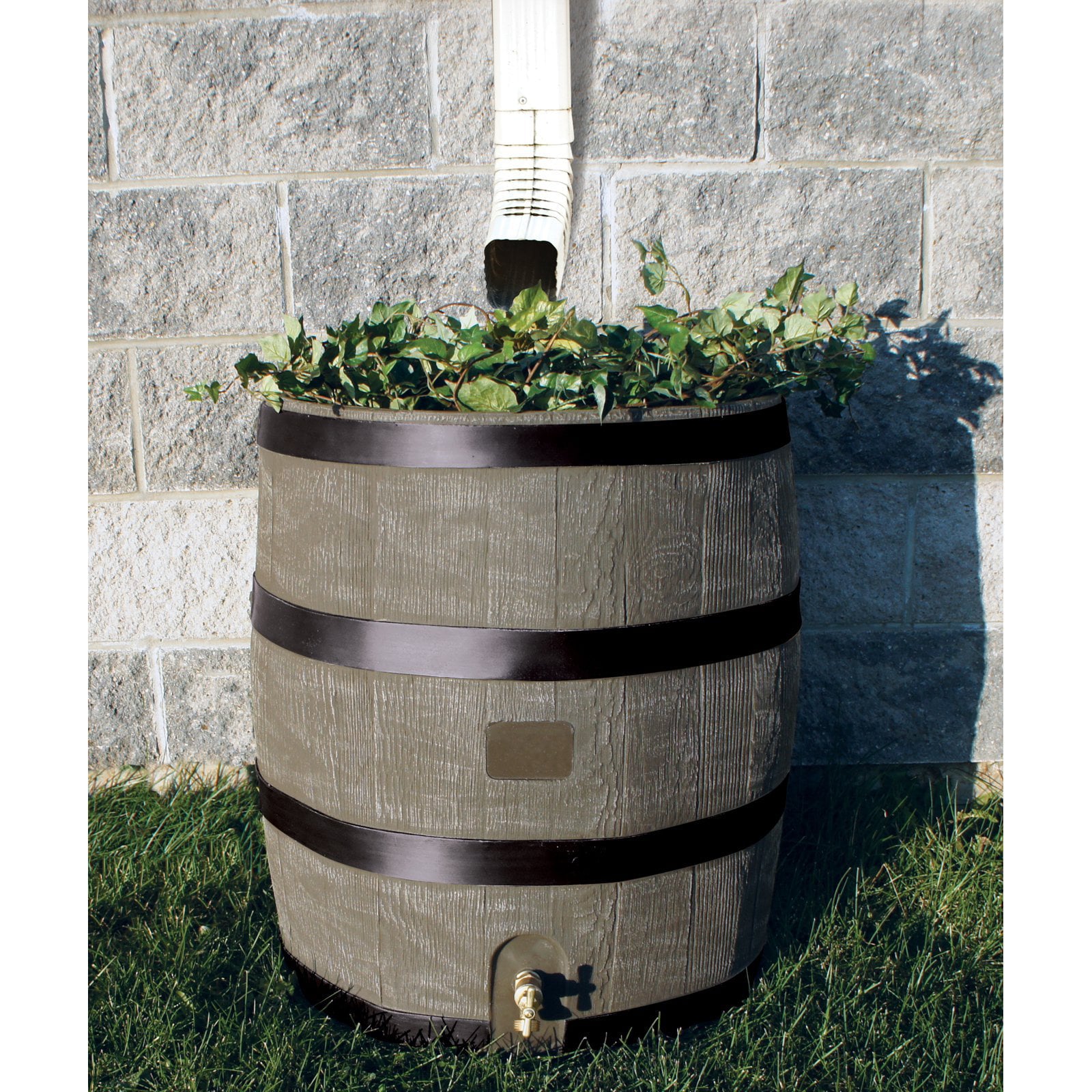 RTS Home Accents 35 Gal. Rain Barrel w/ Planter