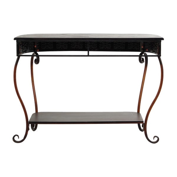 Brown Iron Traditional Console Table 32 x 43 x 14 - 43 x 14 x 32