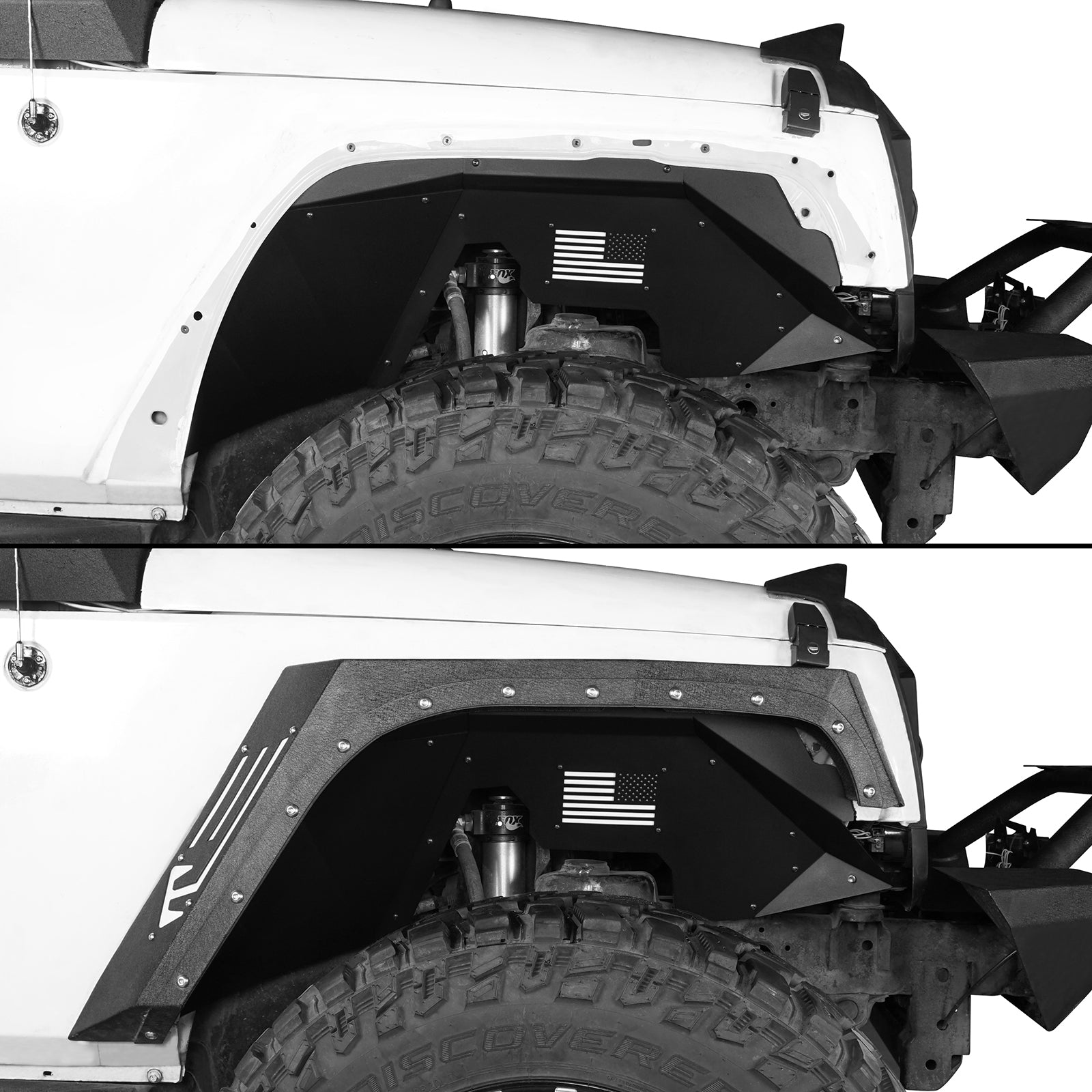 Hooke Road Fit 2007-2018 Jeep Wrangler JK Front Inner Fender Liner Flares