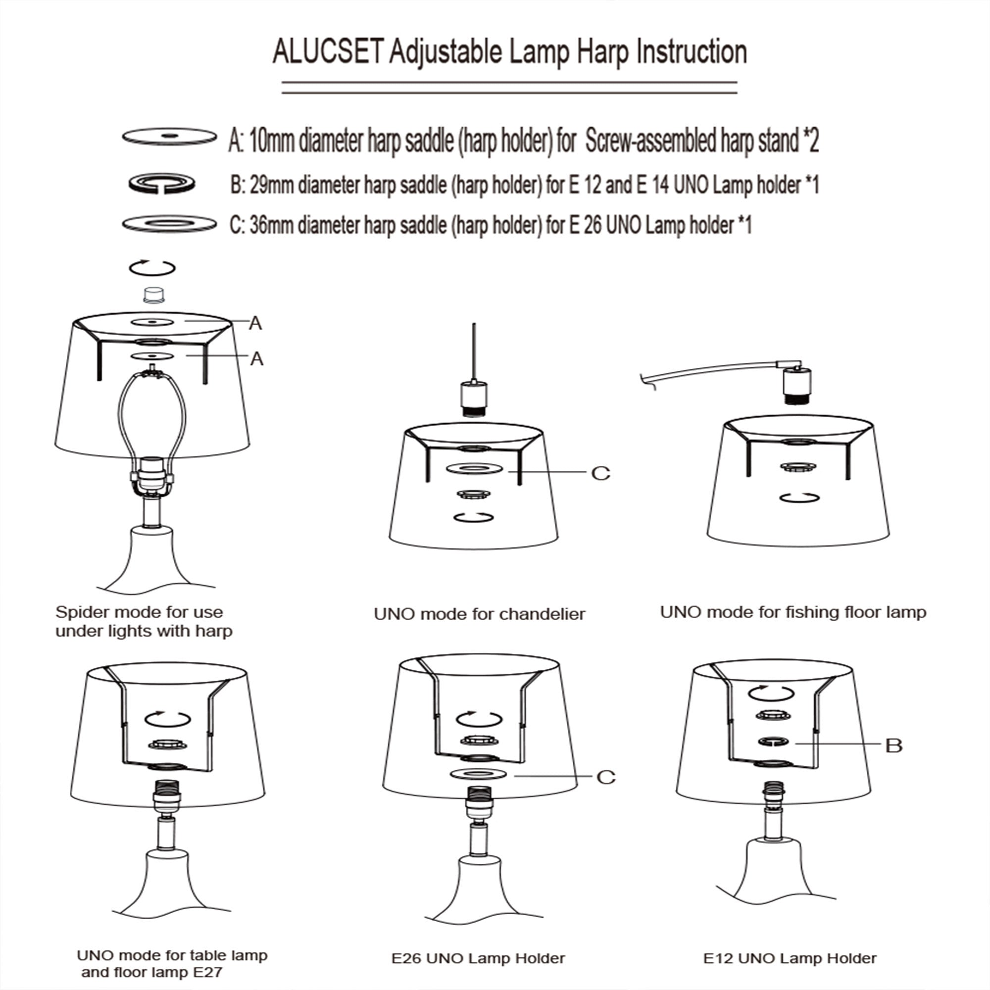 ALUCSET Fabric Drum Lampshades with Dual Installation， Set of 2， White