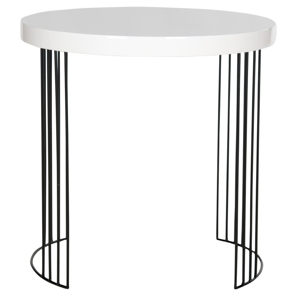 SAFAVIEH Mid Century Modern Kelly White Lacquer Side Table   21.6\