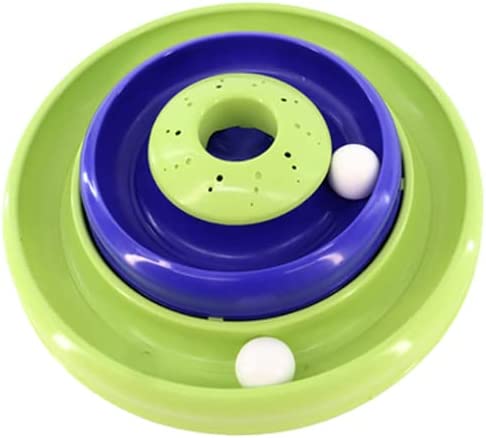 Pet Turbo Catnip Hurricane Cat Toy - Interactive Double Cat Toy Ball Track - for Cats and Kittens - Green and Blue - 16