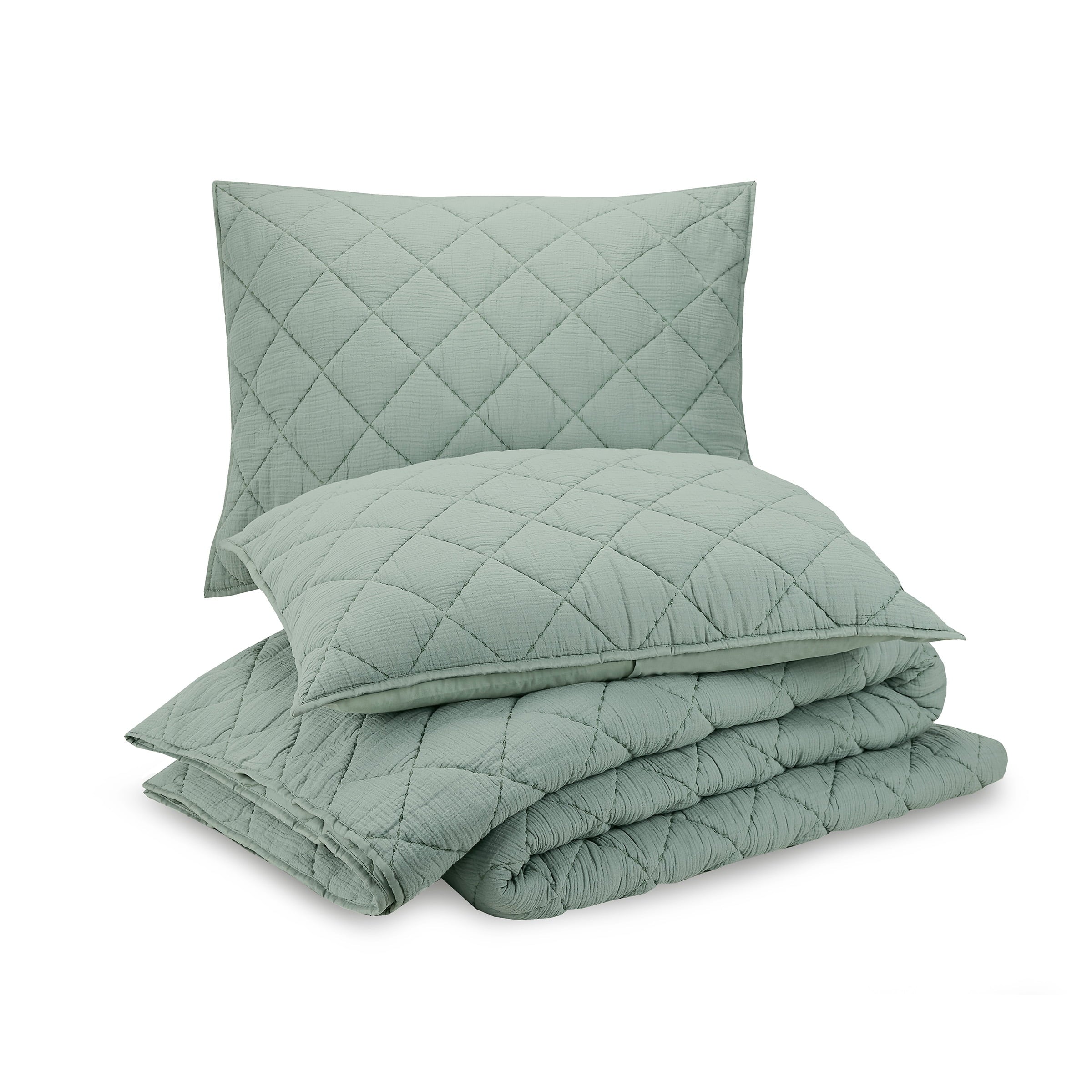 Better Homes and Gardens Sage Diamond Gauze Quilt， King