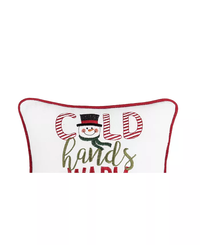 CandF Home Cold Hands Warm Heart Embroidered Throw Pillow