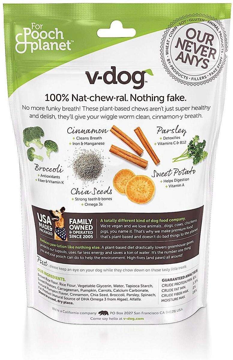 V-Dog Breathbones Mini Rawhide-Free Dental Dog Treats