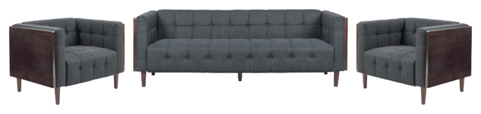 Croton Contemporary Tufted 5 Seater Living Room Set   Midcentury   Living Room Furniture Sets   by GDFStudio  Houzz