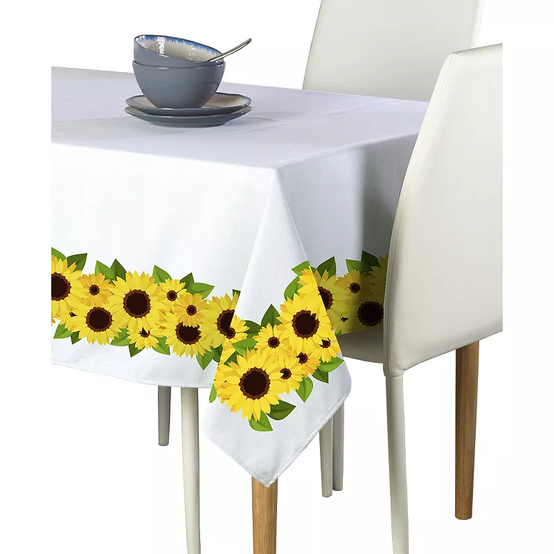 Square Tablecloth， 100% Polyester， 60x60， Sunflower Garland