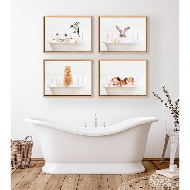 X 24 quot Sylvie Bunny In Bubble Bath Framed Canvas By Amy Peterson Natural Kate amp Laurel All Things Decor