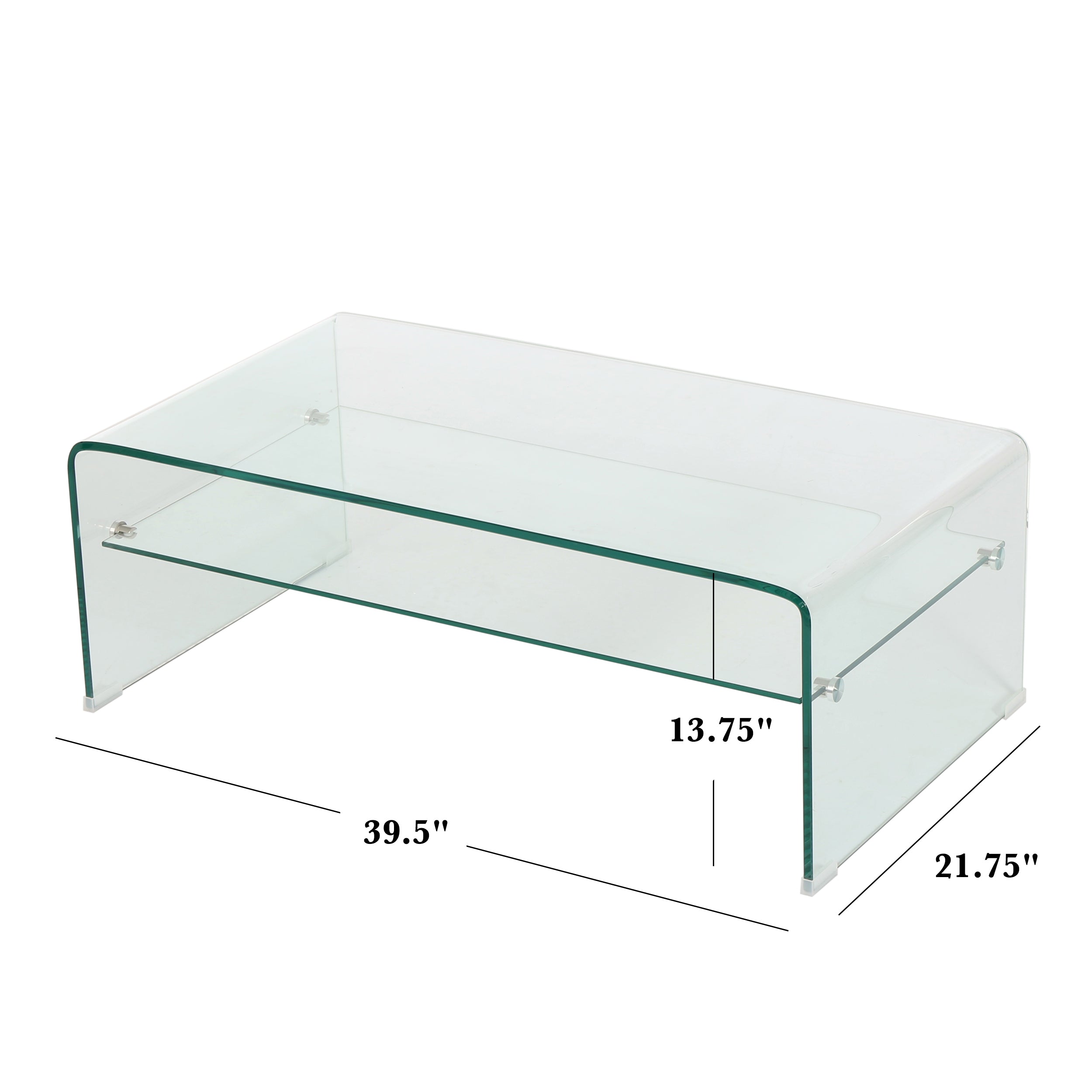 Classon Glass Rectangle Coffee Table w/ Shelf