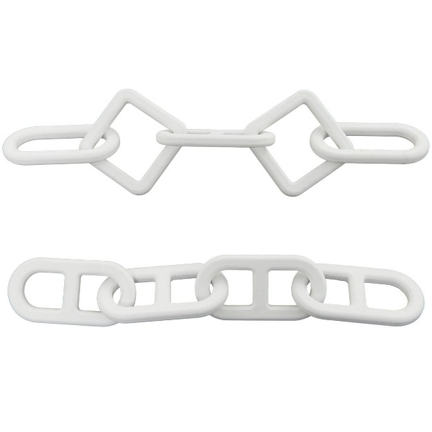 Set Of 2 Wood Chain Sculpture White Cosmoliving By Cosmopolitan