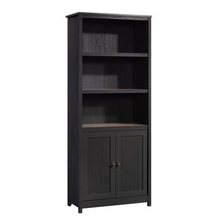 SAUDER Cottage Road 71.496 in. Raven Oak 5-Shelf Standard Bookcase with Doors 431262