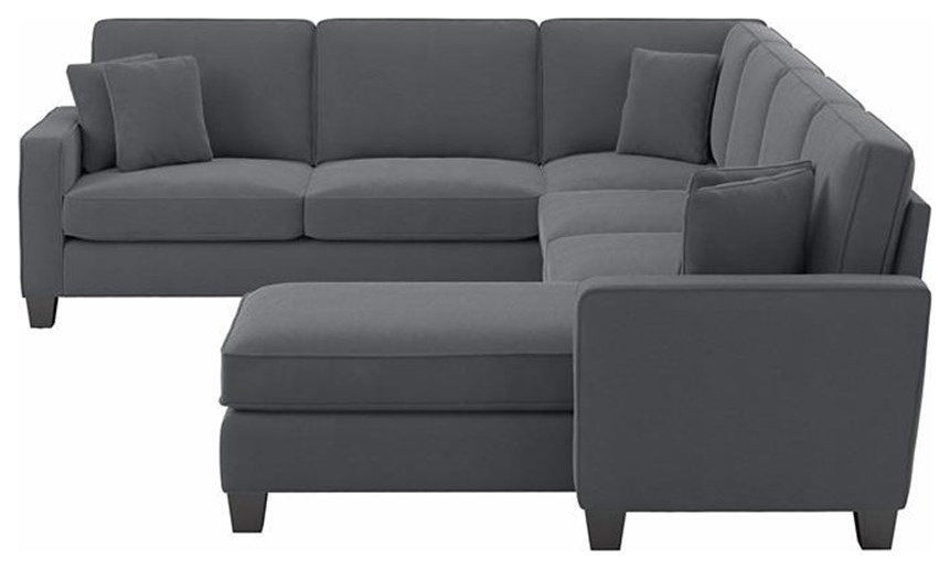 Stockton 128W U Shaped Sectional with Reversible Chaise in Dark Gray Microsuede   Transitional   Sectional Sofas   by Homesquare  Houzz