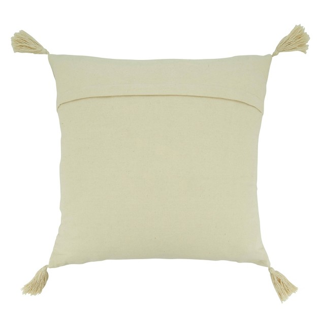 Oversize Whipstitched Poly Filled Square Throw Pillow Ivory Saro Lifestyle