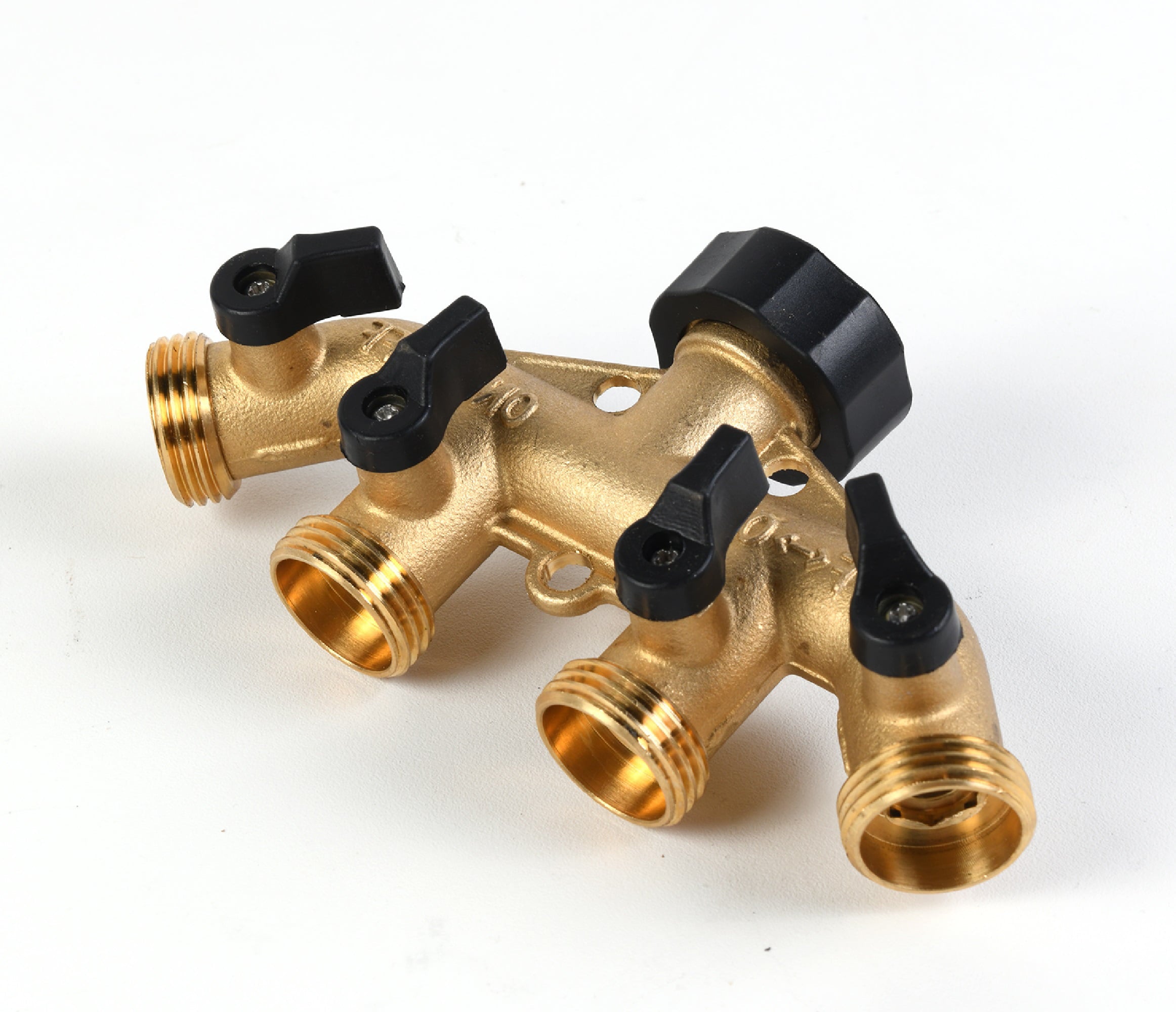 Expert Gardener Heavy-Duty 4-Way Brass Shut-off Hose Connector