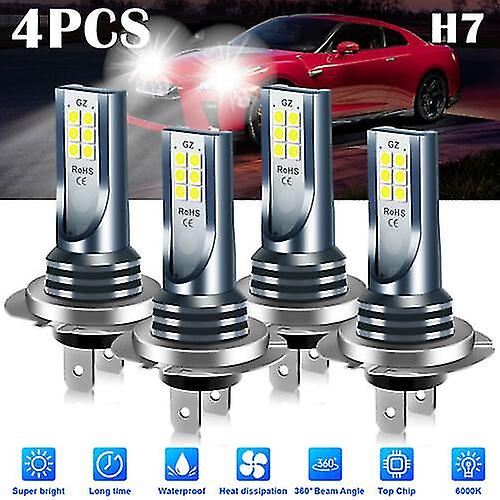 4x H7 Led Headlight Bulb Kit High Low Beam 220w 60000lm 6000k