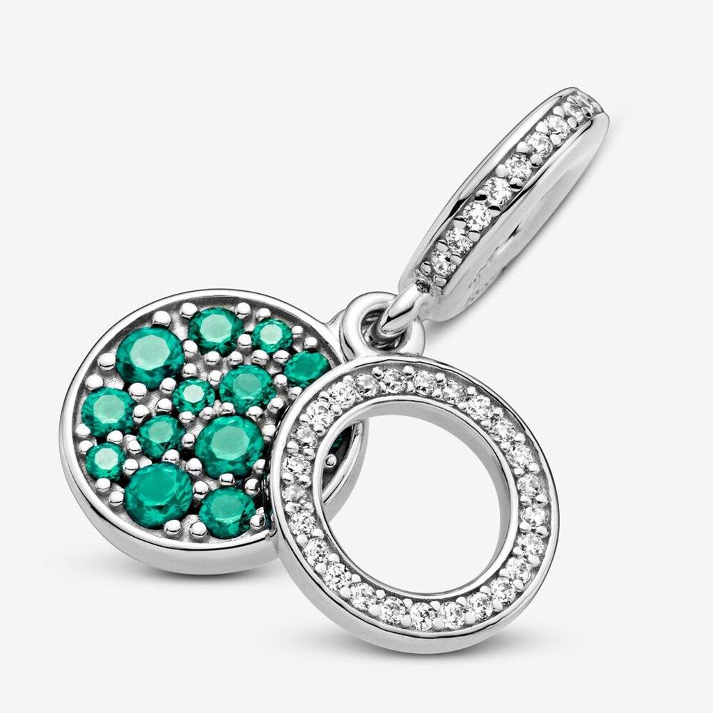 PANDORA  Sparkling Green Disc Double Dangle Charm