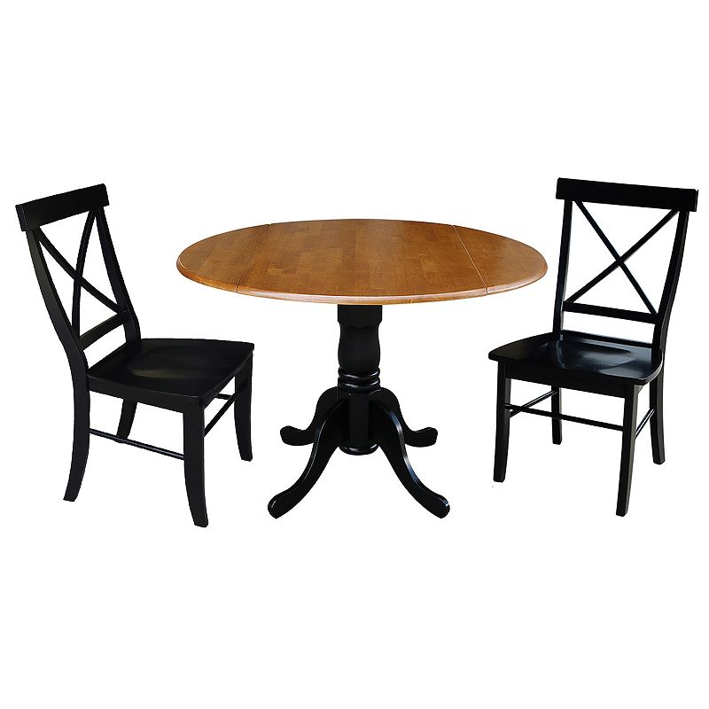 International Concepts Dual Drop Leaf Dining Table and Dining Chair 3-piece Set