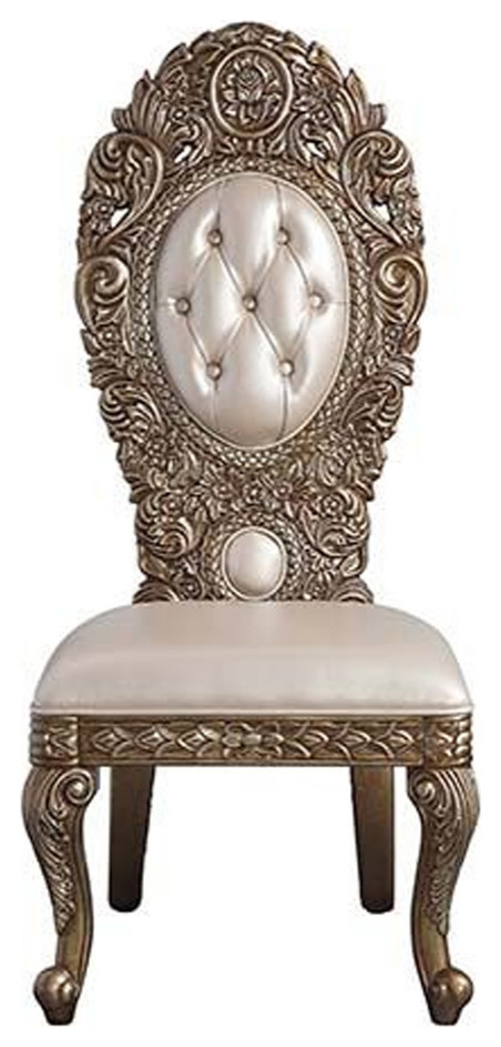 Benzara BM262221 S/2 Side Chair With Intricate Carvings  ampQueen Anne Legs  Brown   Victorian   Dining Chairs   by Uber Bazaar  Houzz